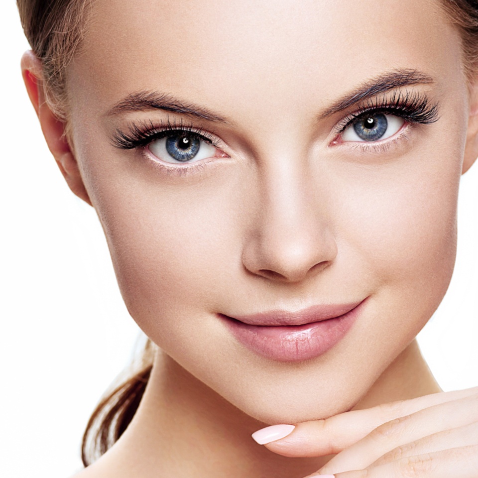 Beautiful eyes lashes woman face beauty healthy skin makeup long brunette hair model