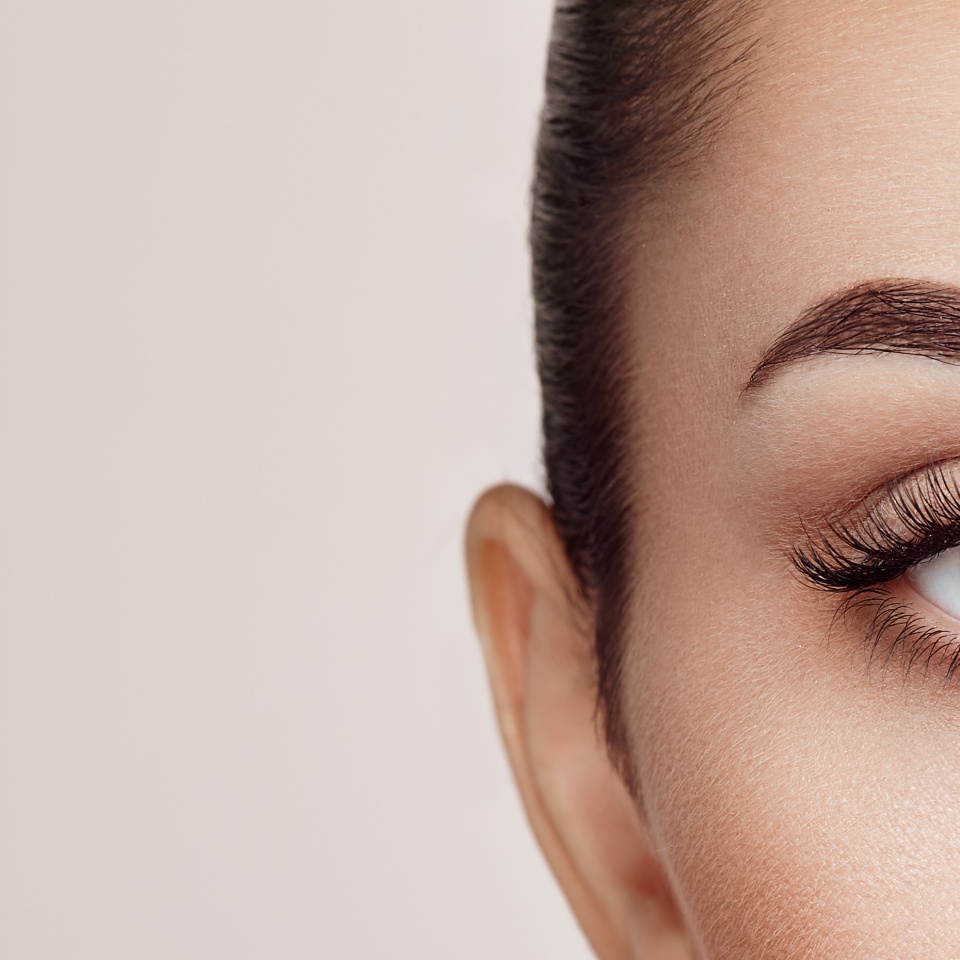 Beautiful Woman with Extreme Long False Eyelashes. Eyelash Extensions. Makeup, Cosmetics. Beauty, Skincare