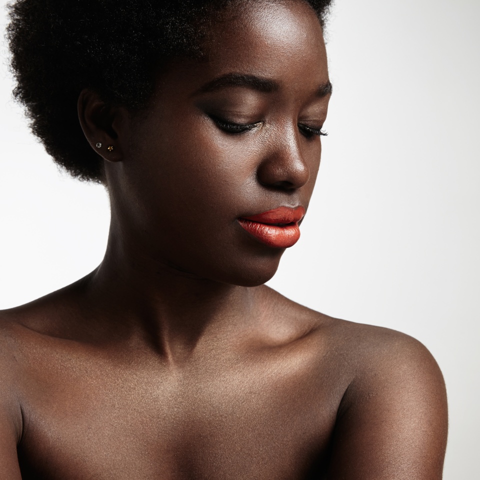 black woman with ideal skin