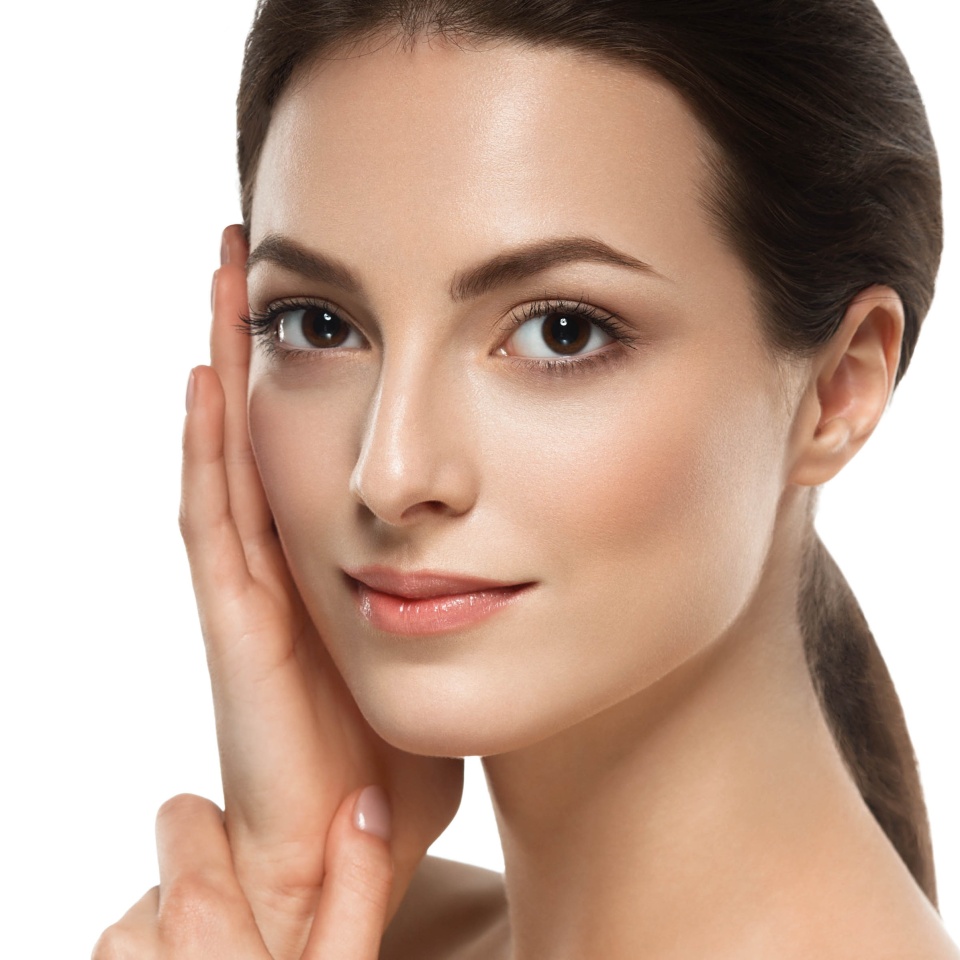 Beauty Woman face Portrait. Beautiful Spa model Girl with Perfect Fresh Clean Skin and brunette hair