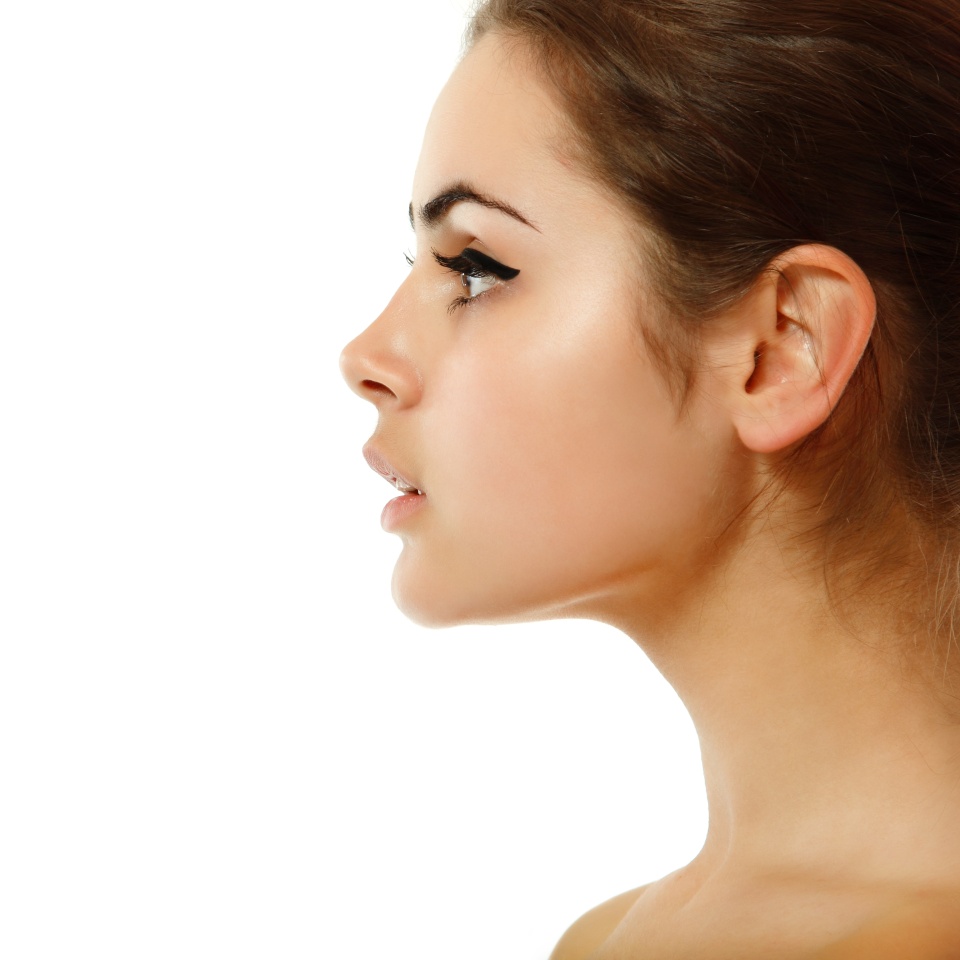 woman young teen beauty profile isolated on white background