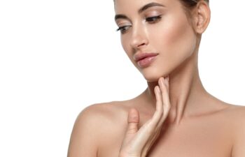 Beautiful woman face with make up and beauty healthy skin and hair portrait